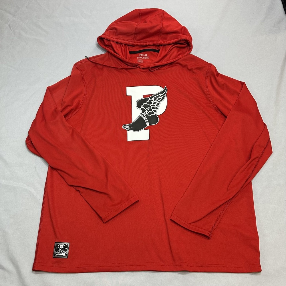 Polo Ralph Lauren Hoodie Mens L Red P-Wing Performance Pullover Lightweight